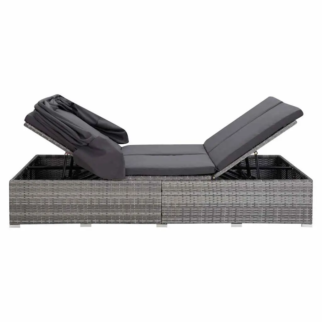 2-Person Sunbed Lounger with Adjustable Canopy