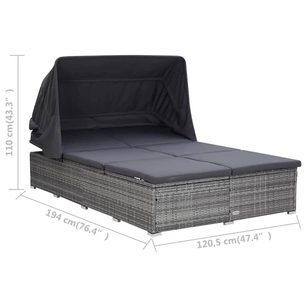 2-Person Sunbed Lounger with Adjustable Canopy