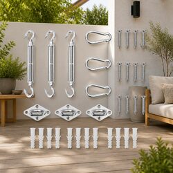 Premium 9 Piece Sunshade Sail Accessory Kit with Stainless Steel Fittings