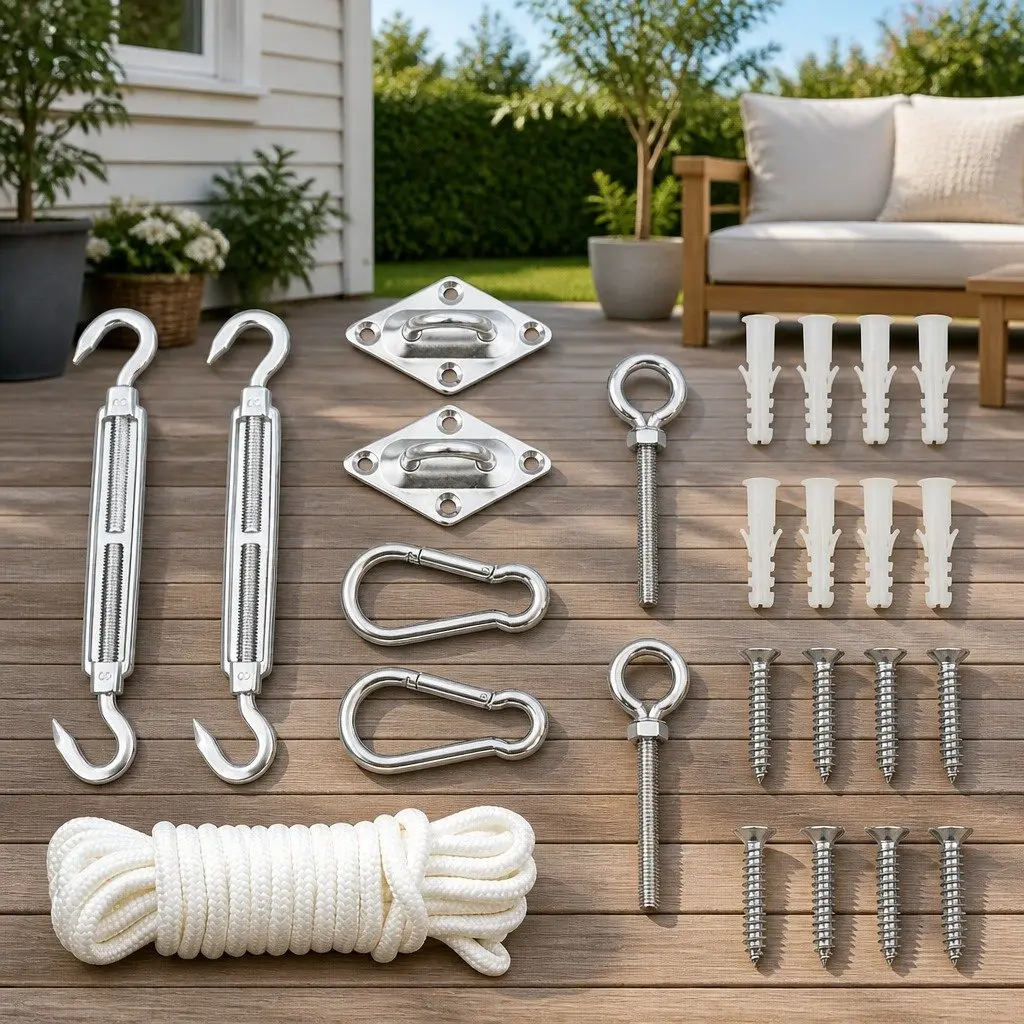9 Piece Stainless Steel Sunshade Sail Hardware Set