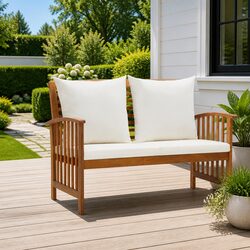 Stylish Outdoor Garden Bench 119cm Acacia Wood with Cushions