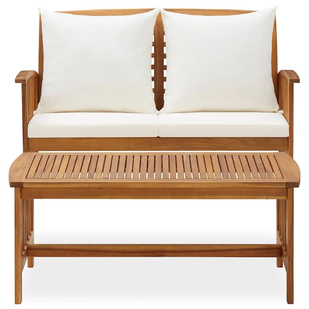 Garden Lounge Set Solid Acacia Wood 2 Piece Outdoor Furniture White
