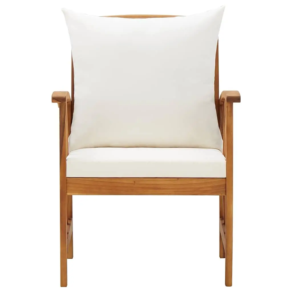 Garden Chairs Set Solid Acacia Wood 2 pcs White with Cushions