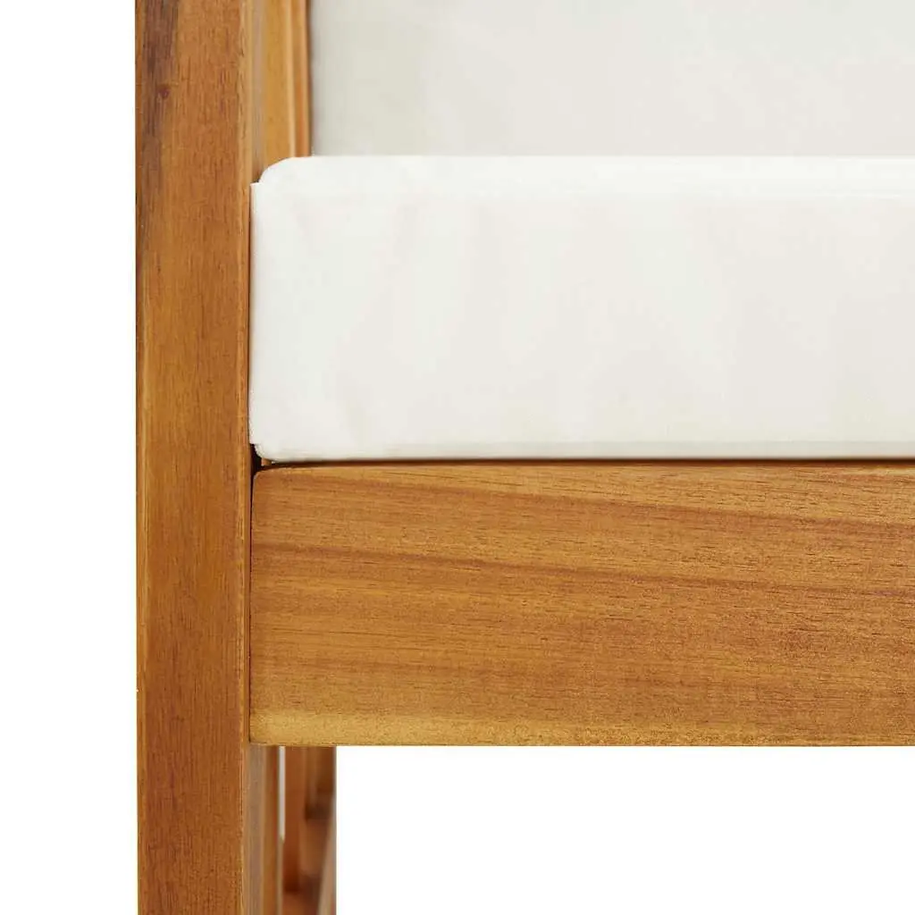 Garden Chairs Set Solid Acacia Wood 2 pcs White with Cushions