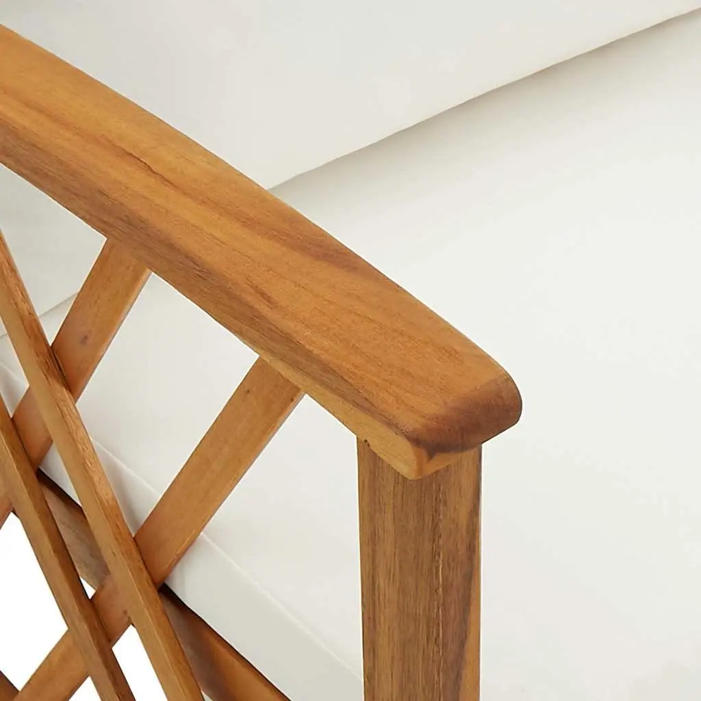 Garden Chairs Set Solid Acacia Wood 2 pcs White with Cushions