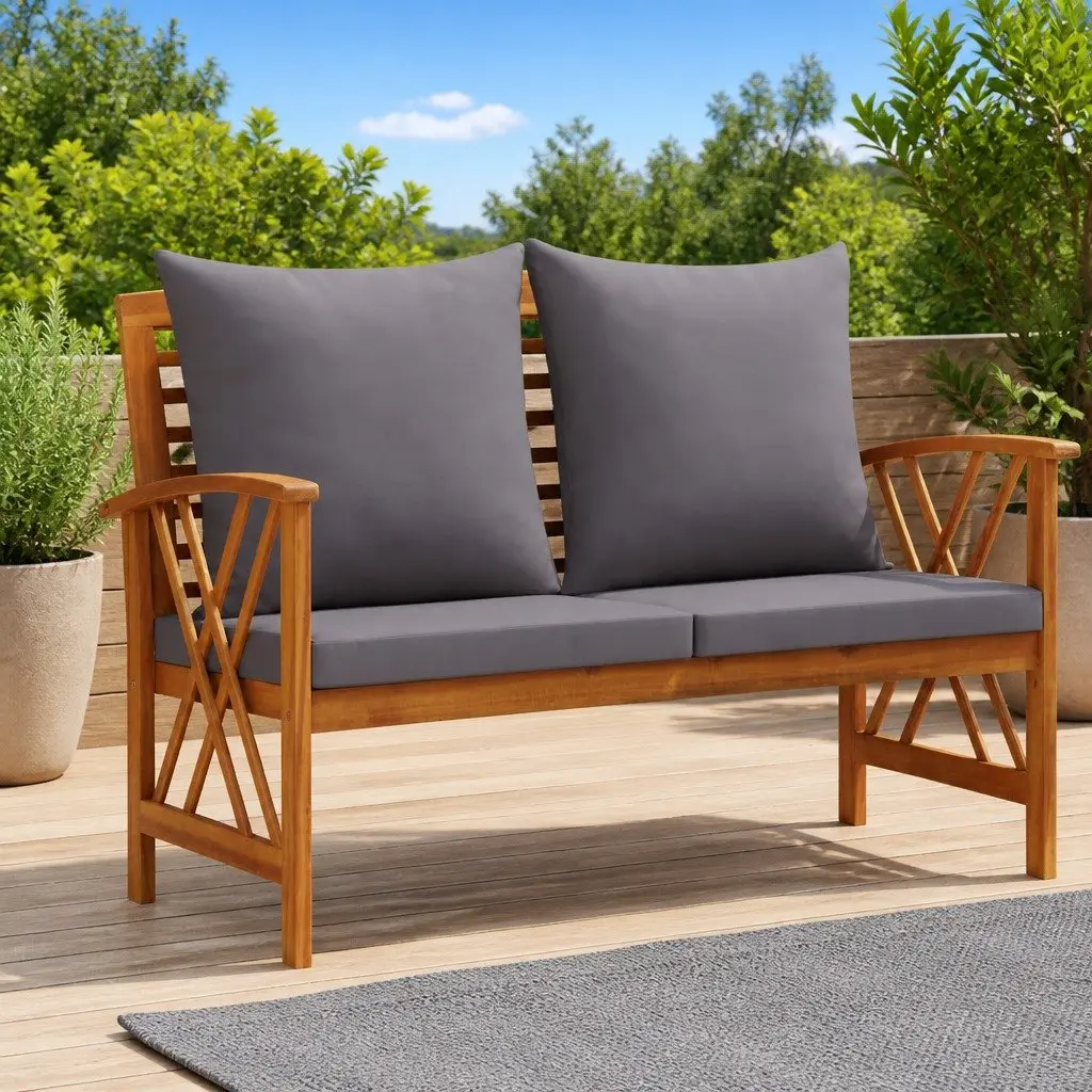 Outdoor Garden Bench 119cm with Cushions