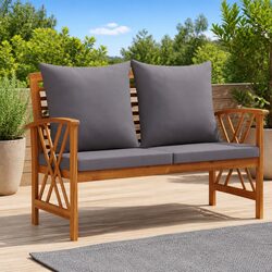 Durable Outdoor Garden Bench 119cm with Cushions