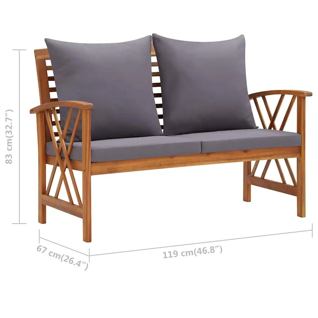 Outdoor Garden Bench 119cm with Cushions