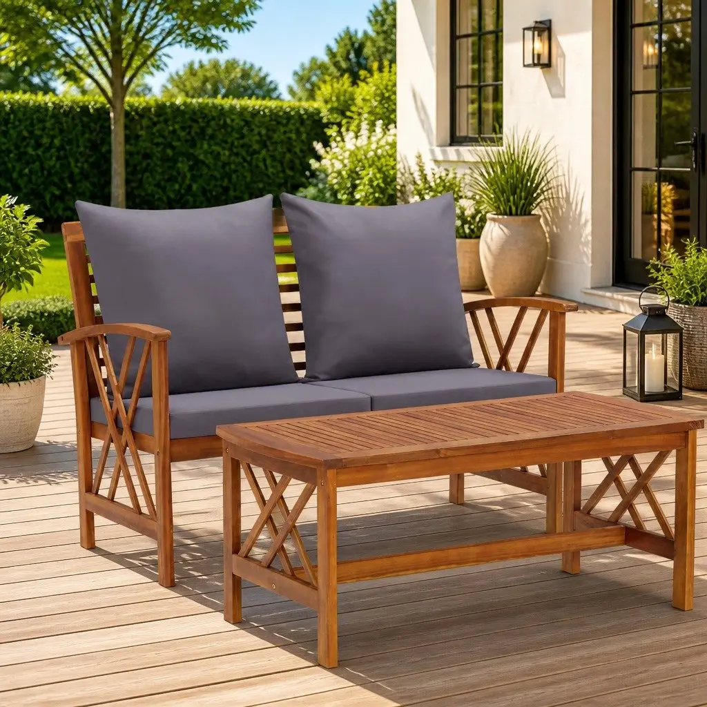 2-Piece Garden Lounge Set with Bench and Coffee Table