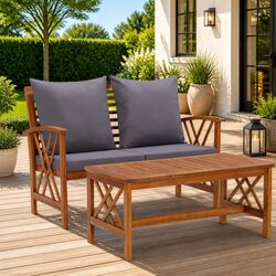 Durable 2-Piece Garden Lounge Set with Bench and Coffee Table