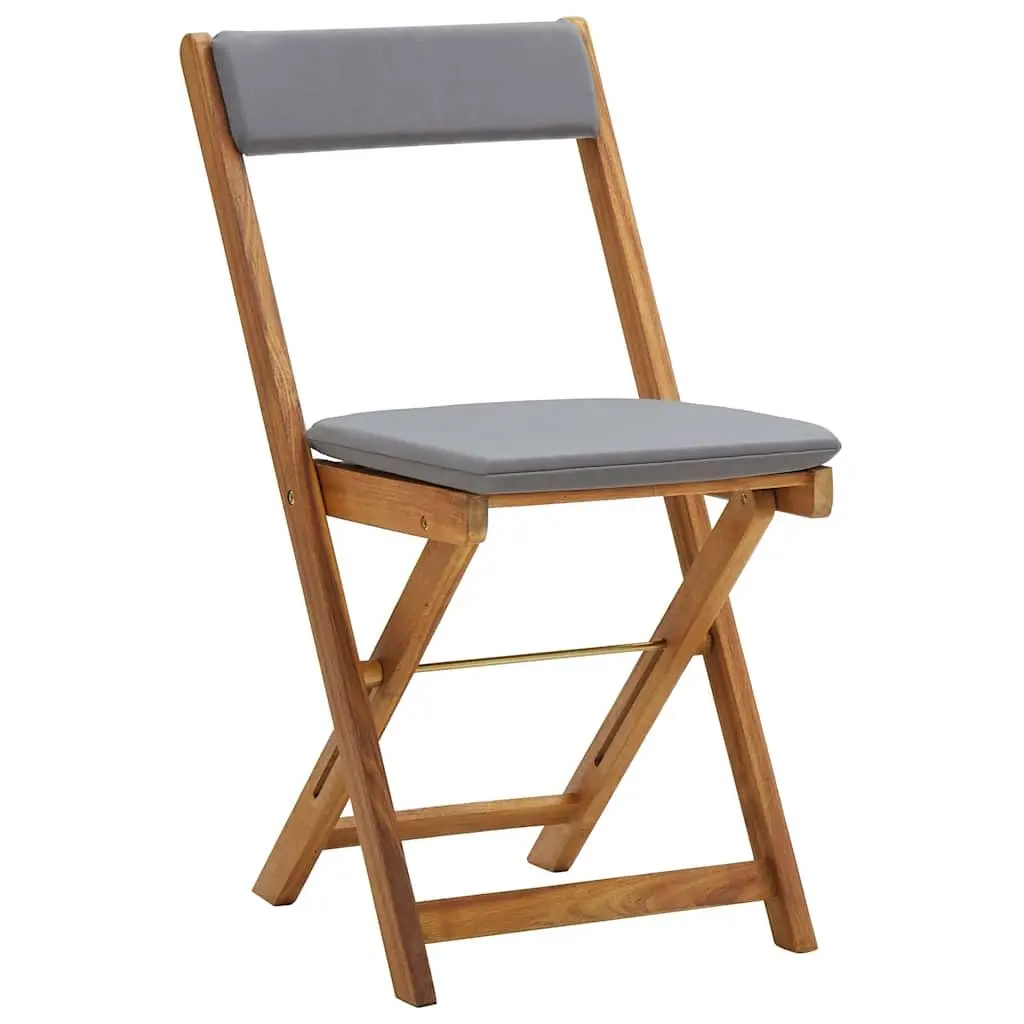 3 Piece Folding Bistro Set with Cushions Grey