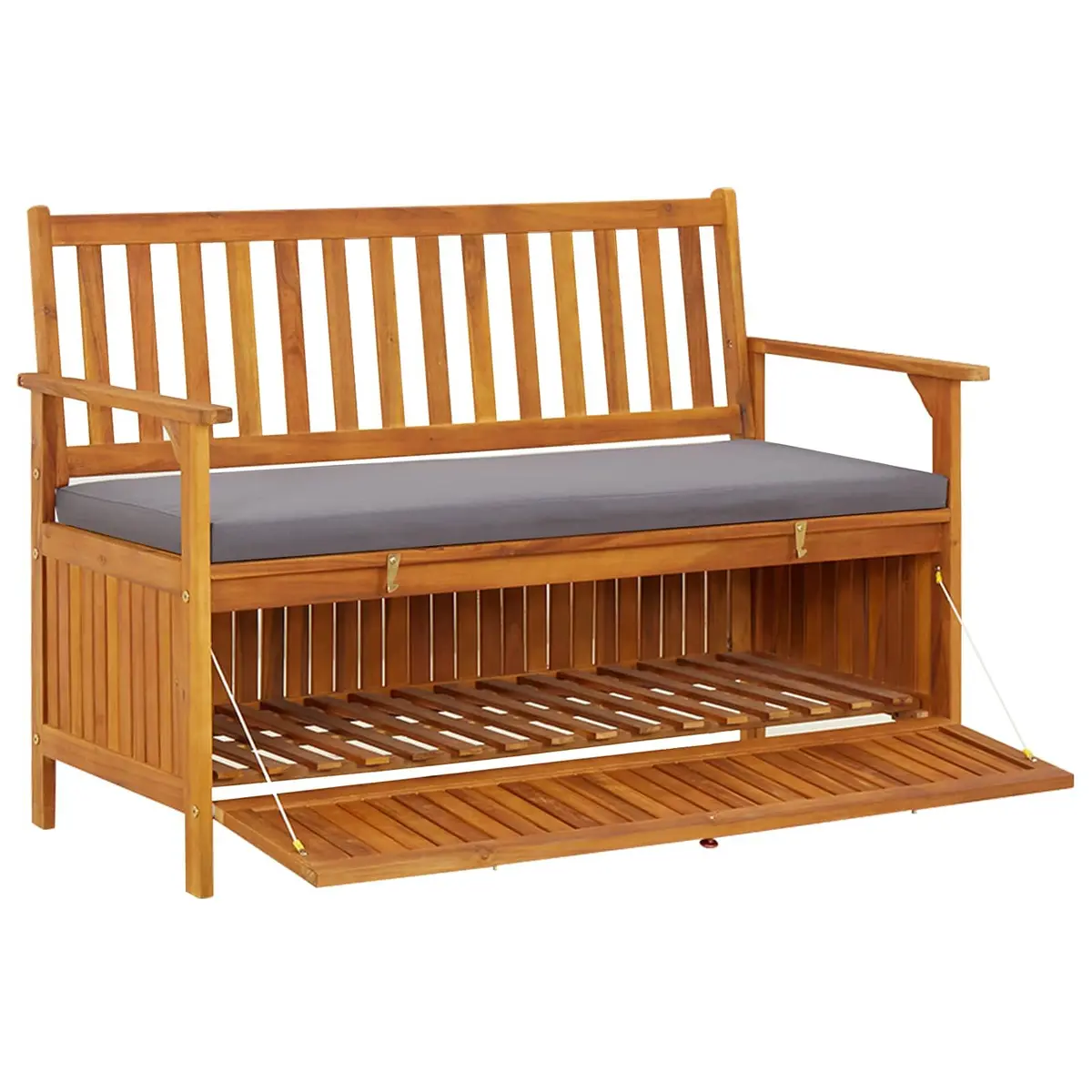 Grey Garden Storage Bench 120cm with Compartment