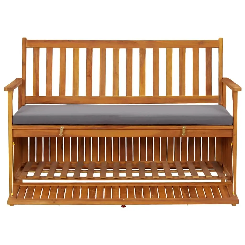 Grey Garden Storage Bench 120cm with Compartment