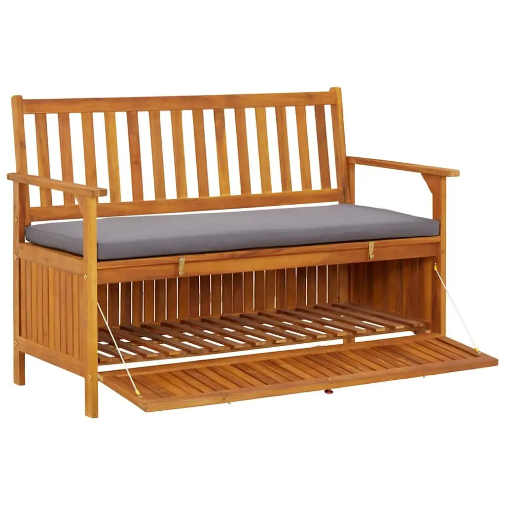 Grey Garden Storage Bench 120cm with Compartment