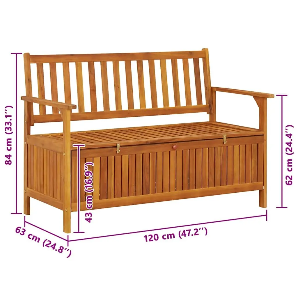 120cm Wooden Outdoor Storage Bench with Backrest