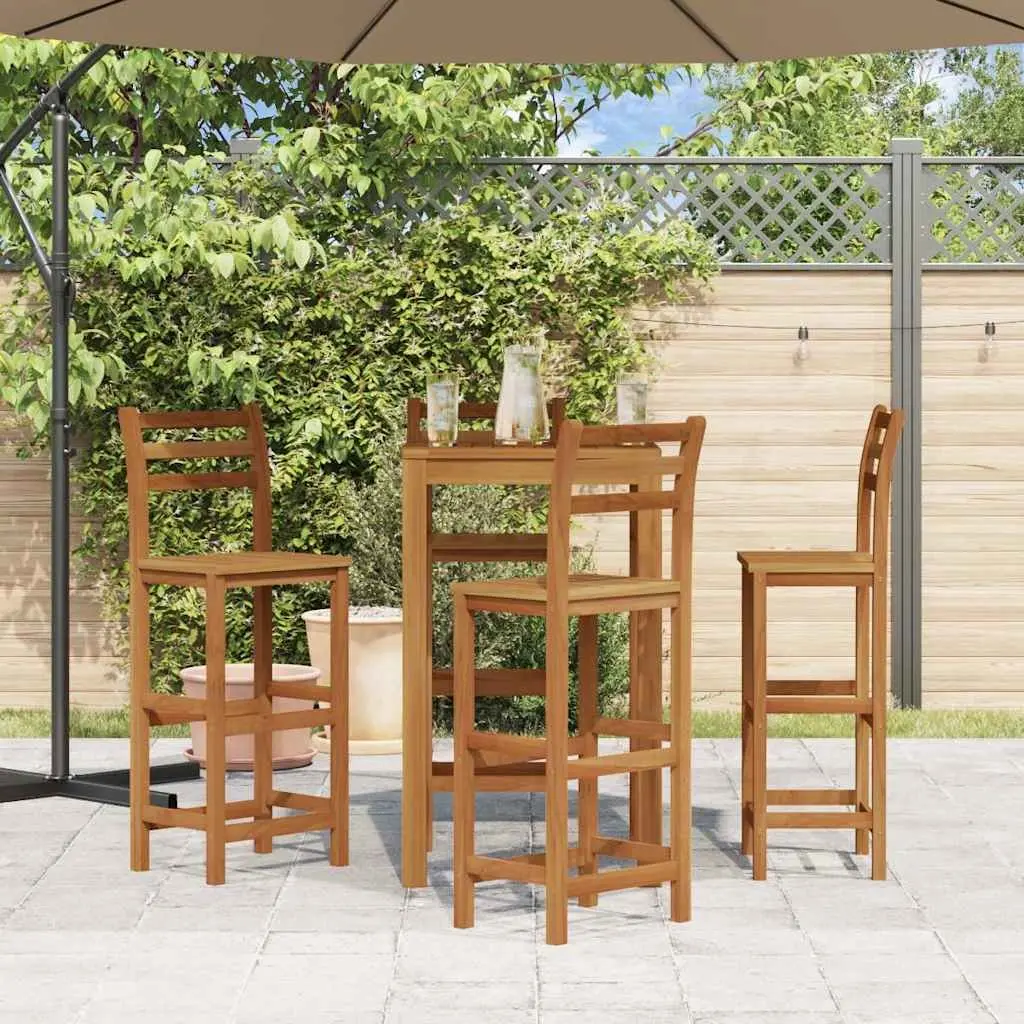 Set of 4 Sturdy Solid Acacia Wood Bar Stools
