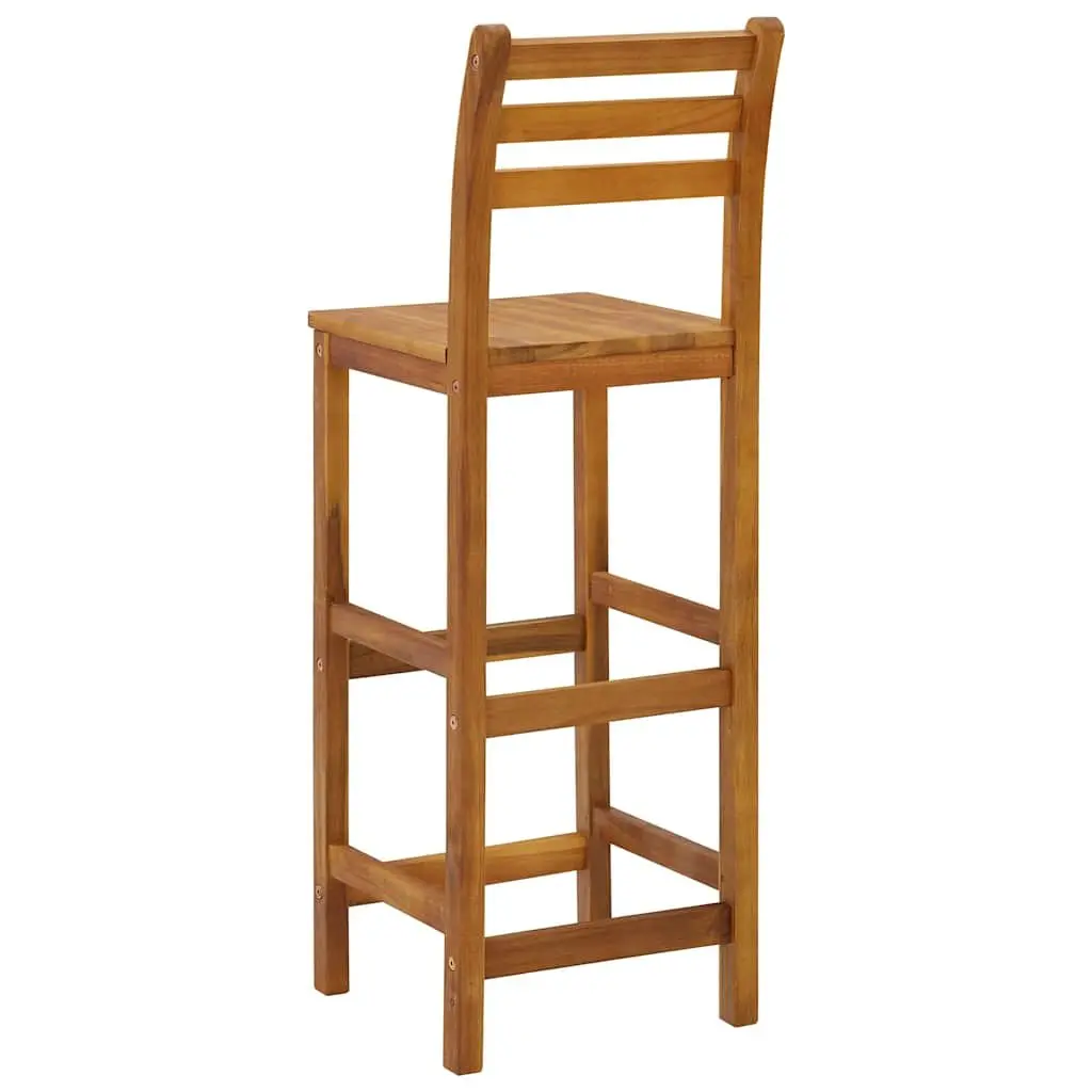 Set of 4 Sturdy Solid Acacia Wood Bar Stools