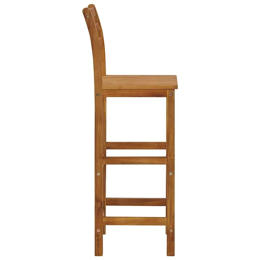 Set of 4 Sturdy Solid Acacia Wood Bar Stools