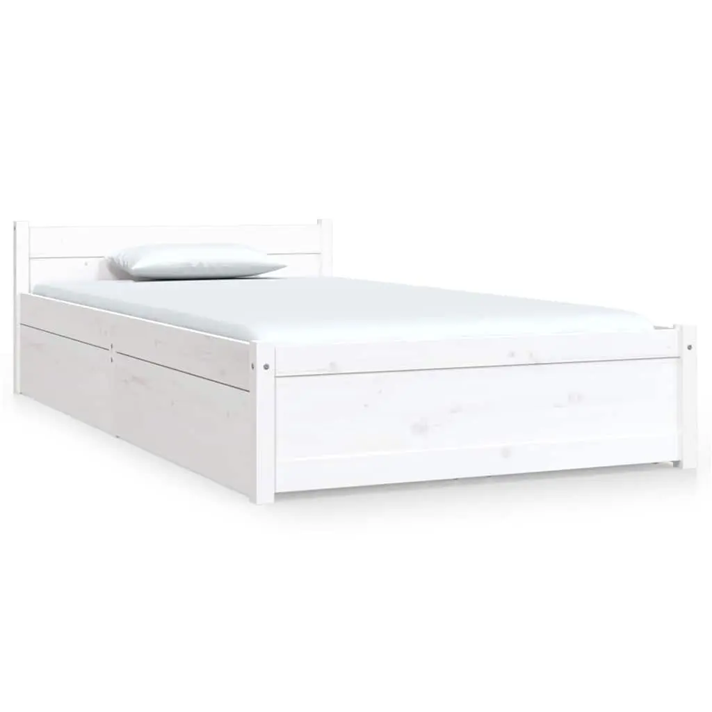 White Bed Frame with Storage Drawers 90x190cm