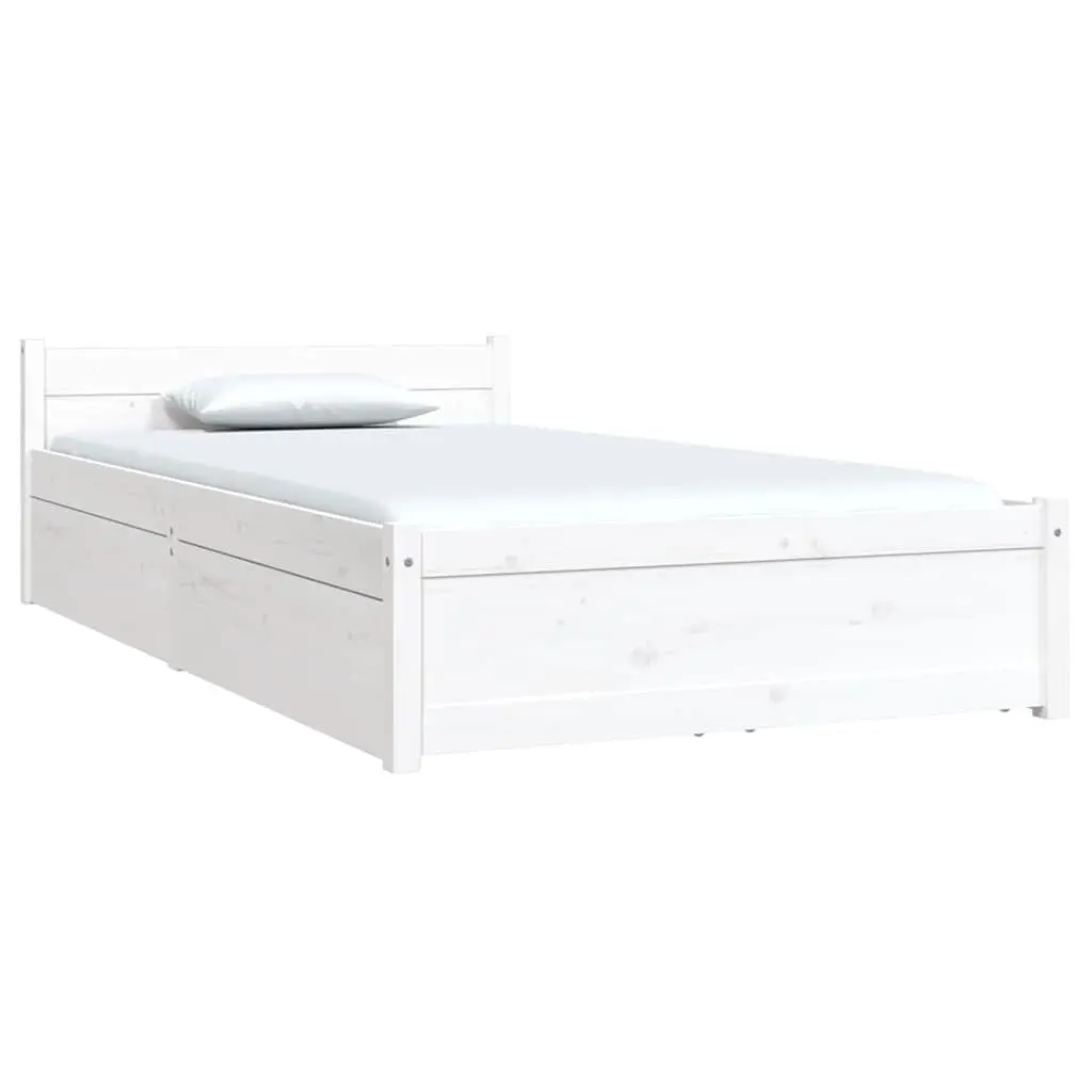 White Bed Frame with Storage Drawers 90x190cm