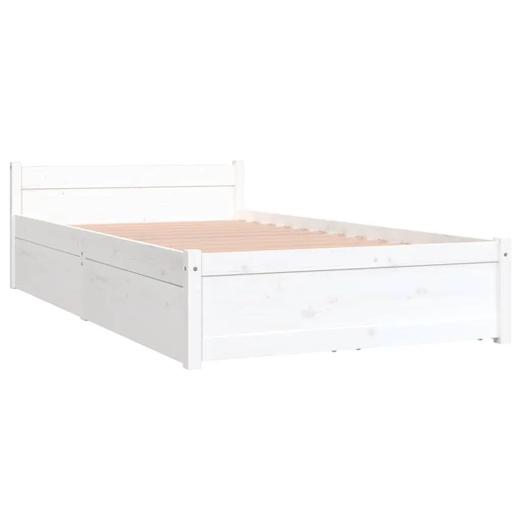White Bed Frame with Storage Drawers 90x190cm