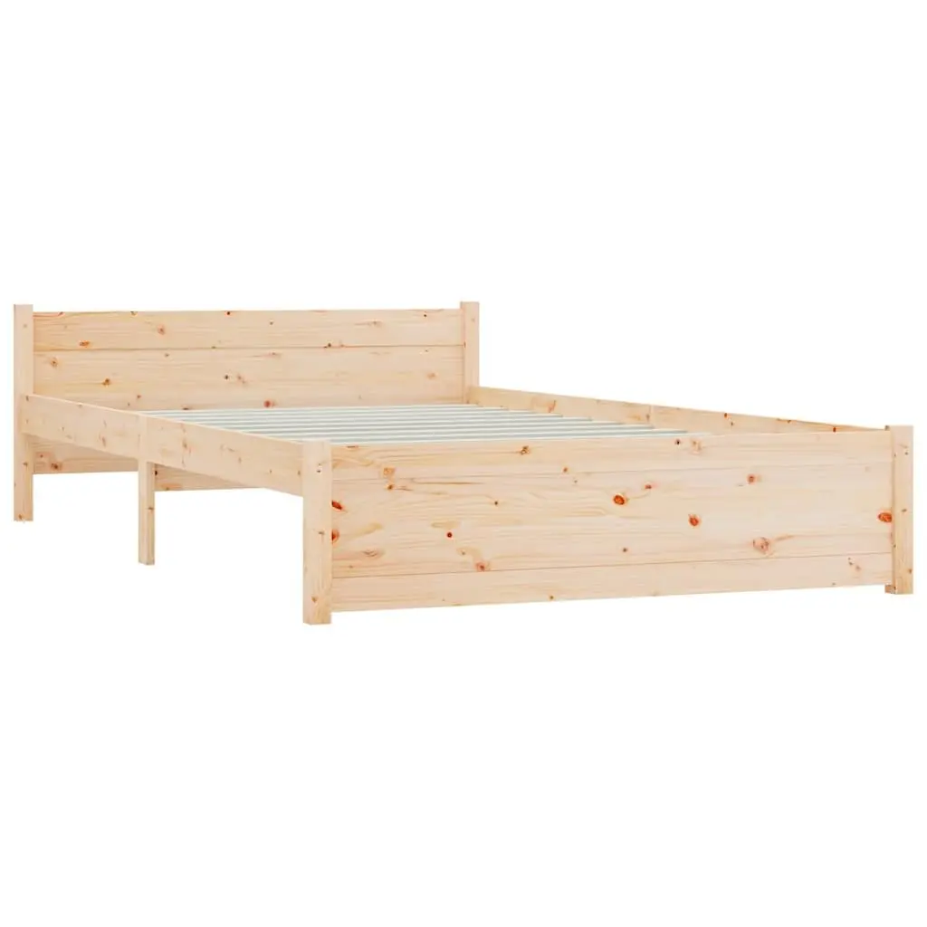 Wooden Bed Frame Solid Pine Wood 135x190cm Brown