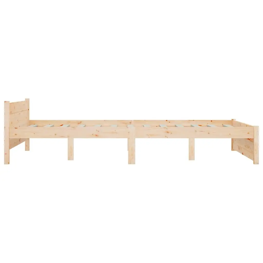Wooden Bed Frame Solid Pine Wood 135x190cm Brown