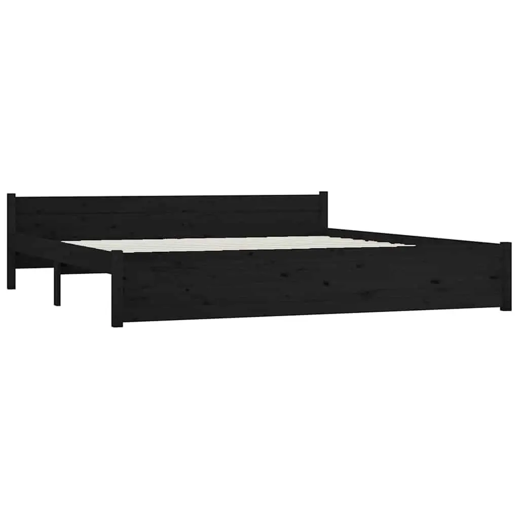 King Bed Frame with Storage Drawers, Black 183x203 cm
