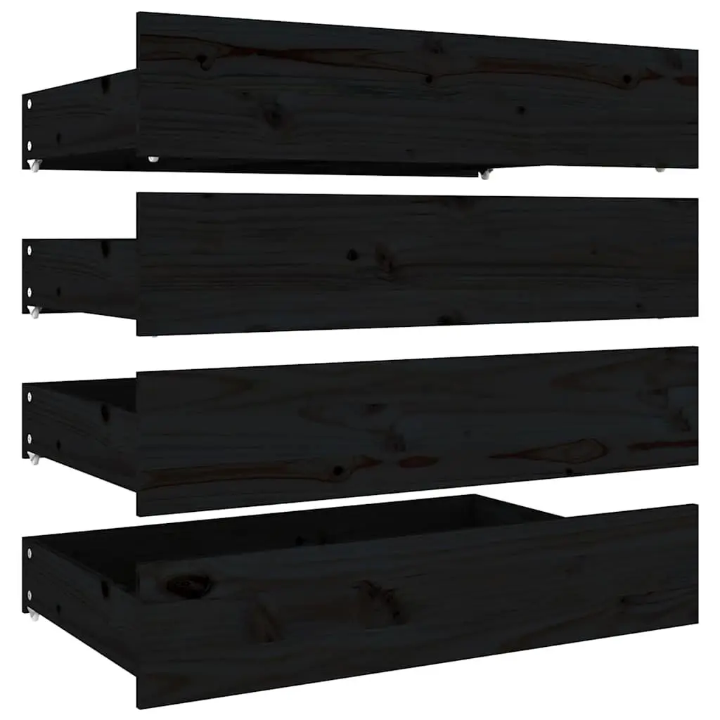 King Bed Frame with Storage Drawers, Black 183x203 cm