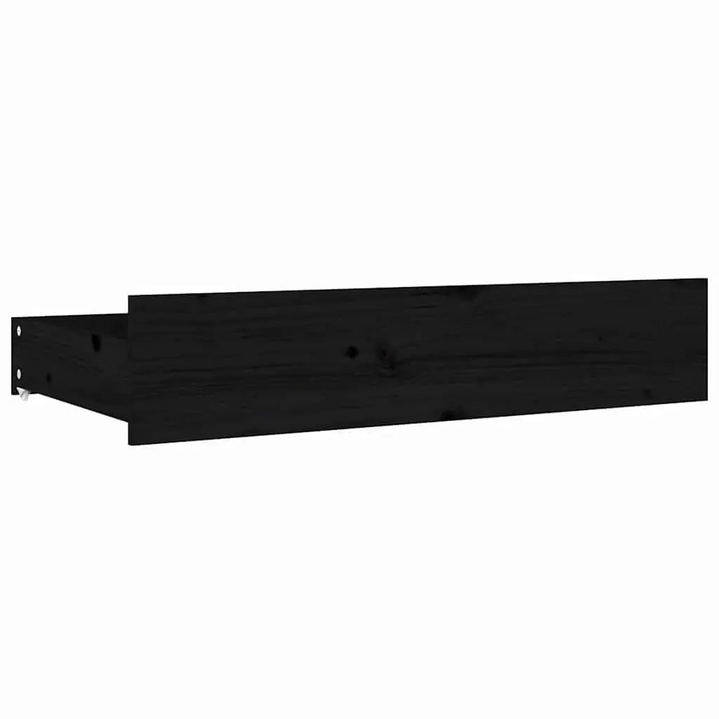 King Bed Frame with Storage Drawers, Black 183x203 cm