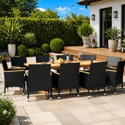 11 Piece Black Outdoor Dining Set with Cushions