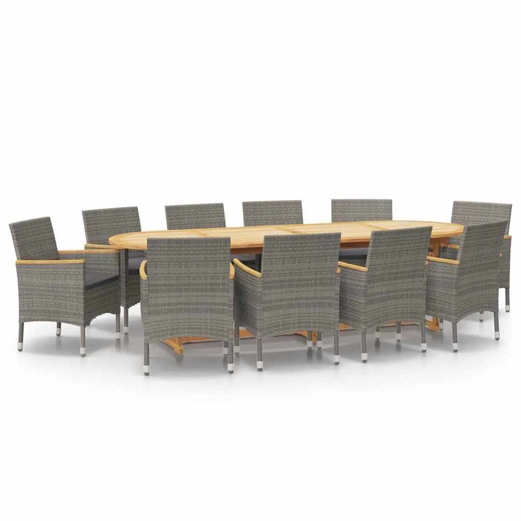 Garden Dining Set Solid Acacia Wood 11 Piece Outdoor Furniture Grey