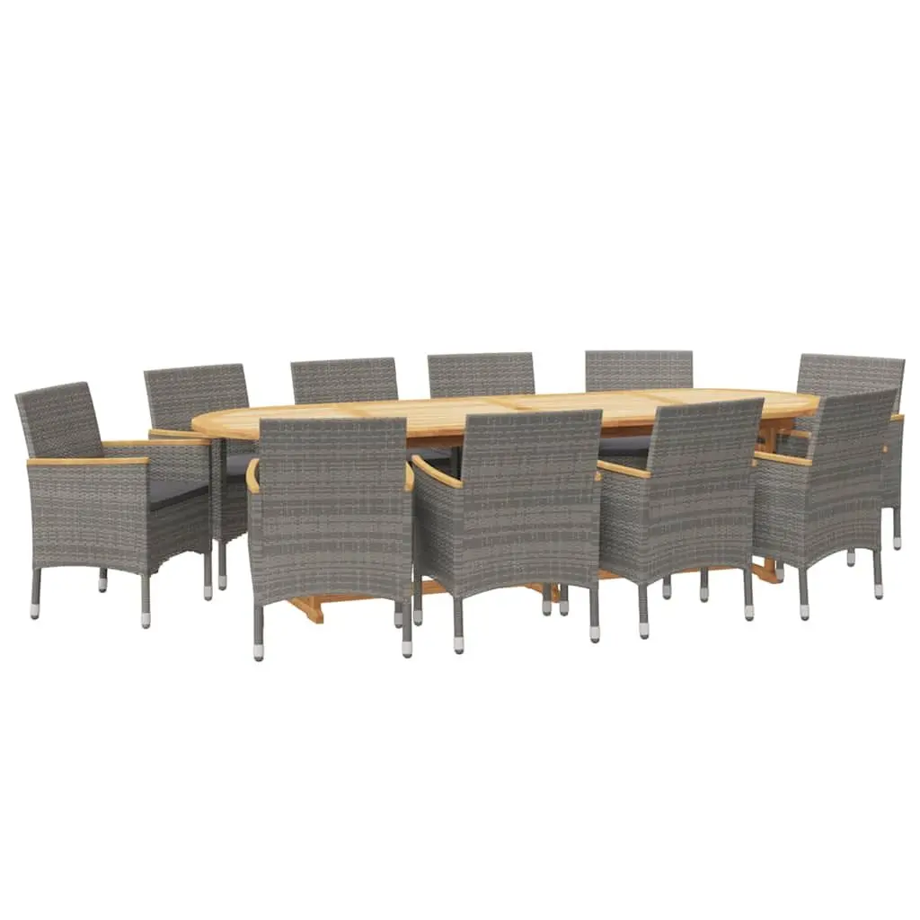 Garden Dining Set Solid Acacia Wood 11 Piece Outdoor Furniture Grey