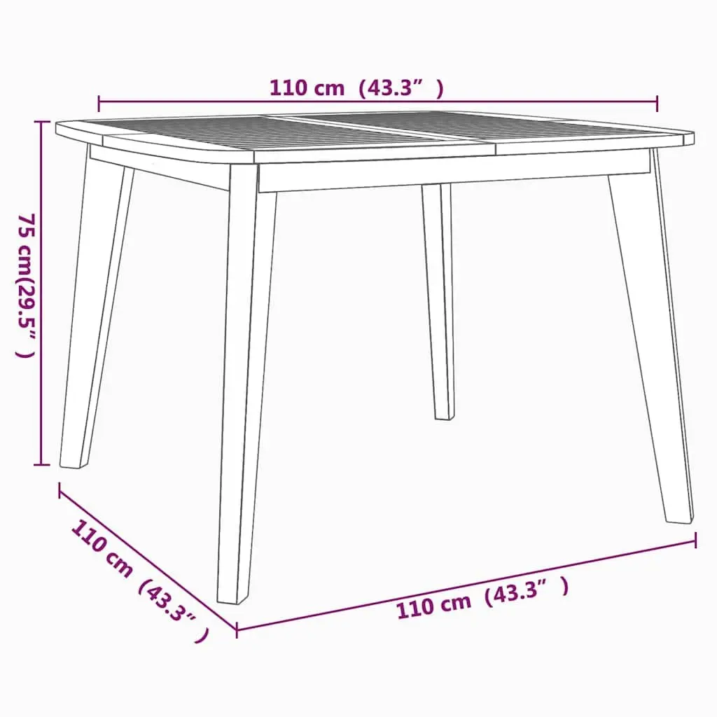 Solid Wood Garden Table 110x110x75 cm Outdoor Furniture Dining Acacia Brown