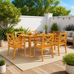 Sturdy Solid Wood Acacia Garden Dining Table 160x90 cm