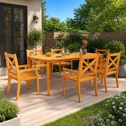 Solid Wood Acacia Garden Table 200x100cm Brown