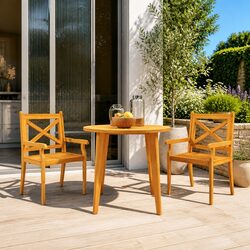 Outdoor Dining Chairs 2 pcs Solid Wood Acacia Garden Patio Seating Armrest