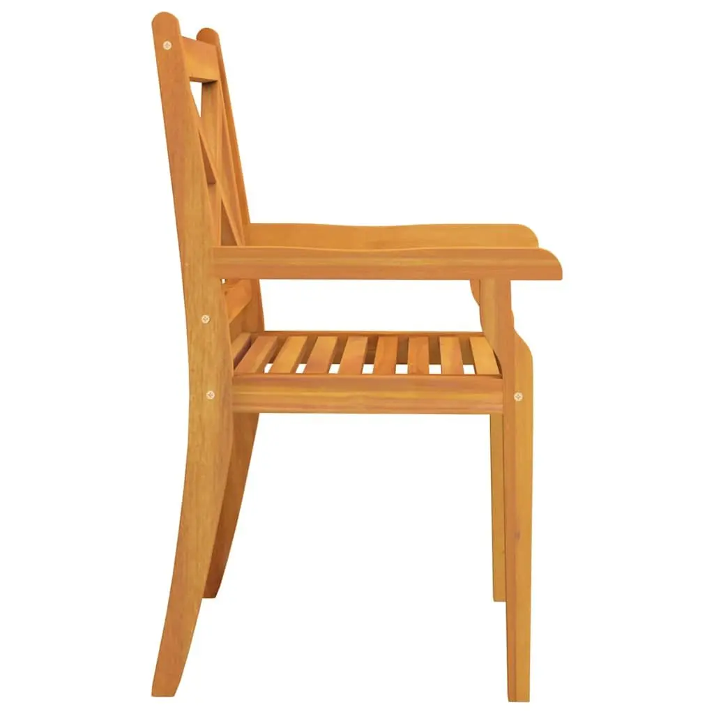 Solid Wood Outdoor Dining Chairs Set of 3 with Armrests