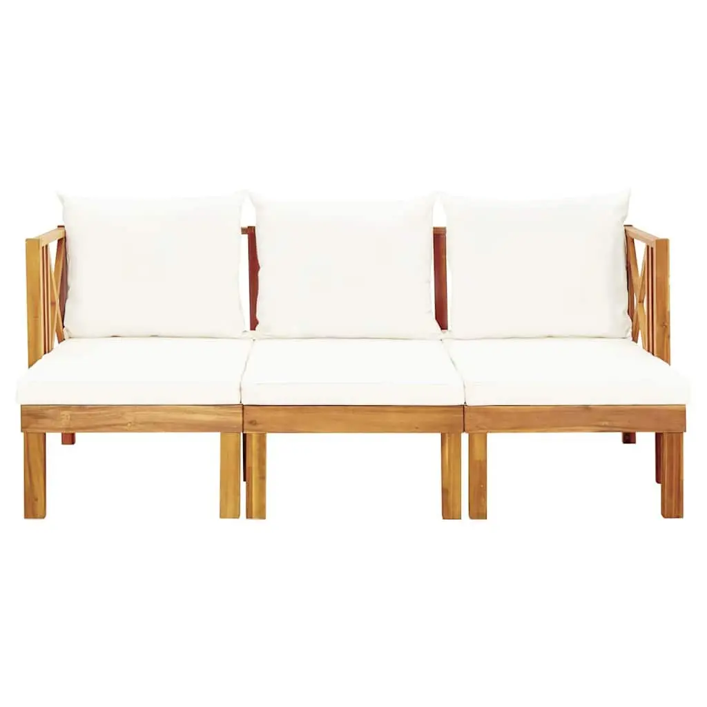 Garden Bench Solid Acacia Wood 179cm Cream Cushions Indoor Outdoor Daybed