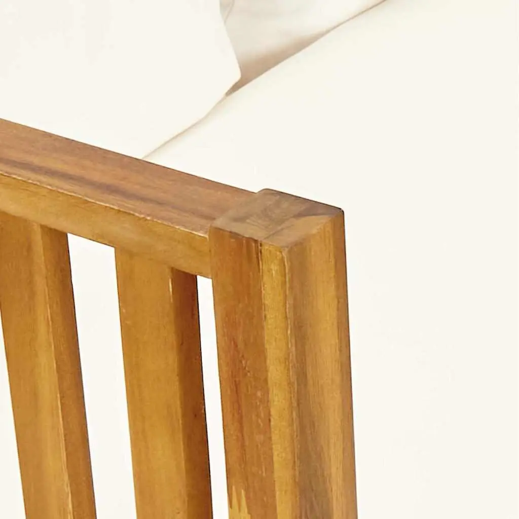 Garden Bench Solid Acacia Wood 179cm Cream Cushions Indoor Outdoor Daybed