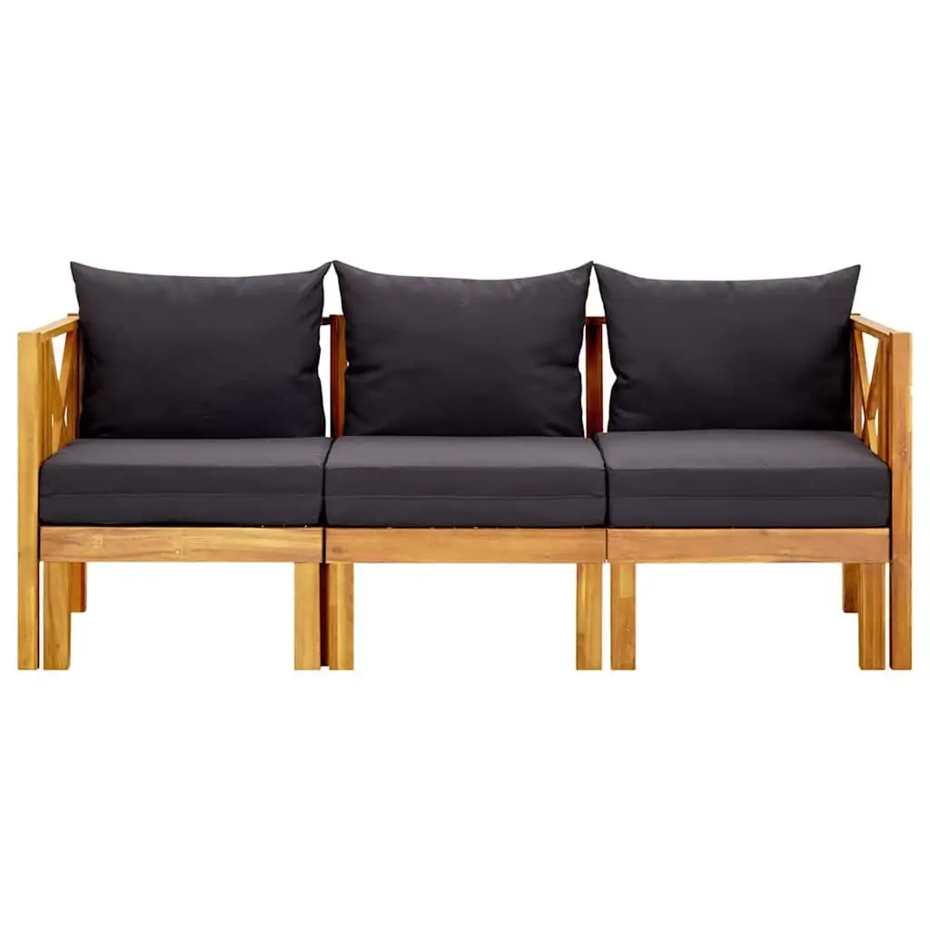 Solid Wood 3-Seater Garden Bench and Daybed Grey 179cm
