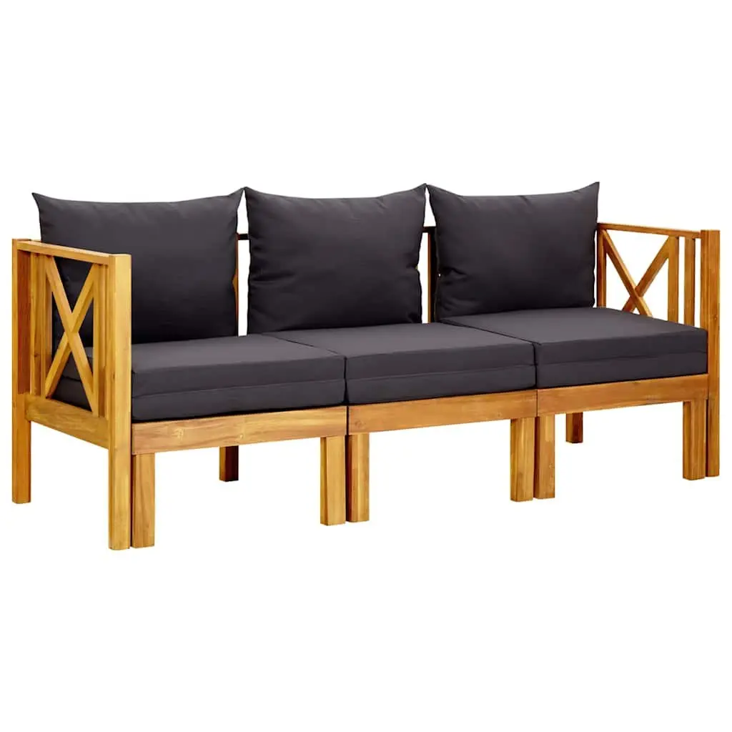 Solid Wood 3-Seater Garden Bench and Daybed Grey 179cm