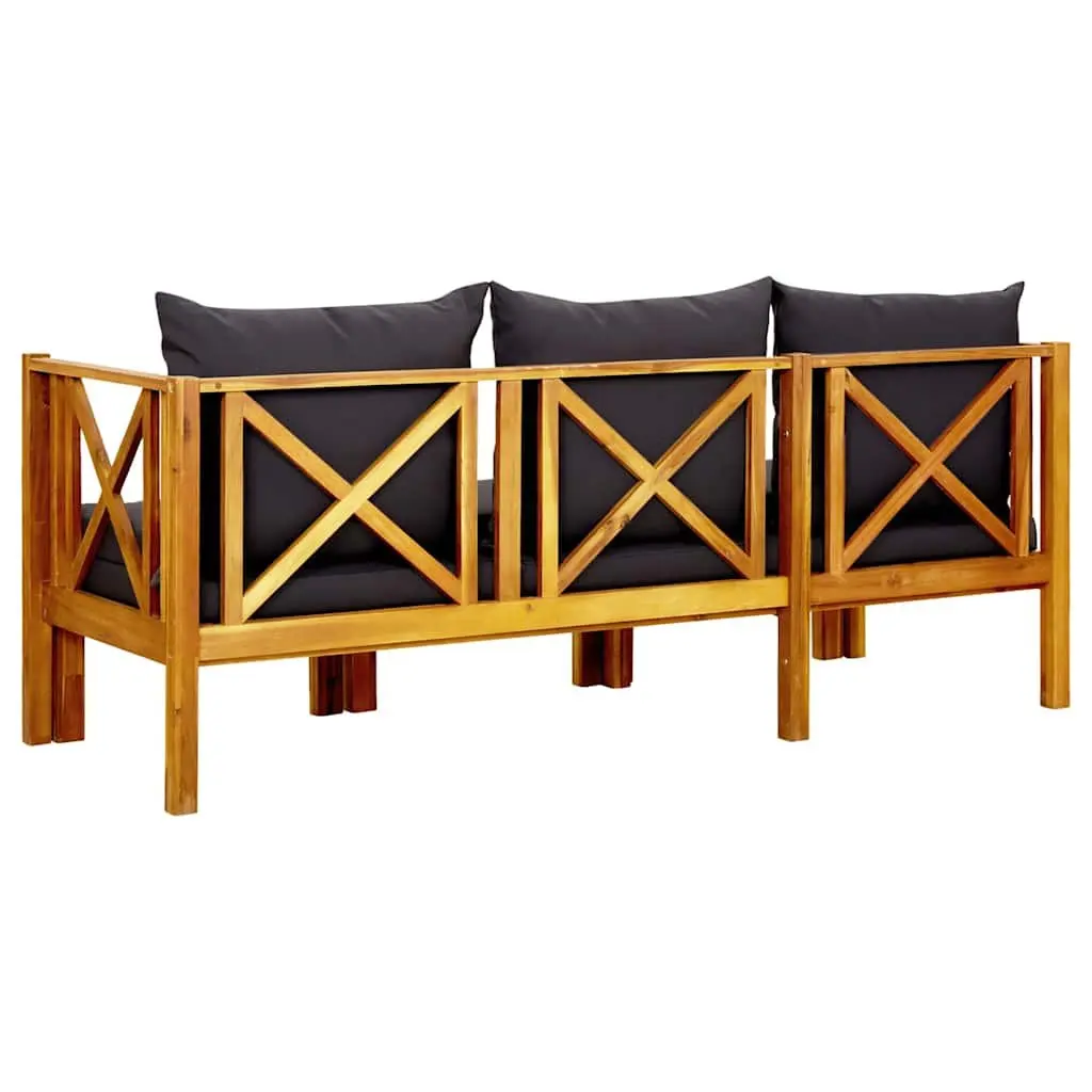 Solid Wood 3-Seater Garden Bench and Daybed Grey 179cm