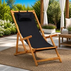Wooden Reclining Beach Chair for Outdoor Comfort