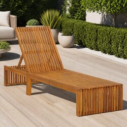Adjustable Backrest Acacia Wood Sun Lounger for Outdoors
