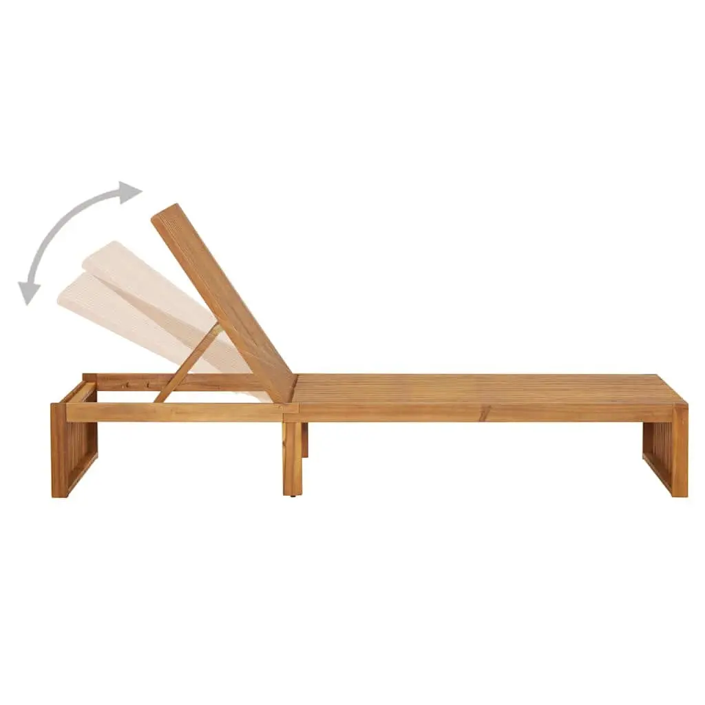 Sun Lounger Solid Acacia Wood Adjustable Backrest Brown