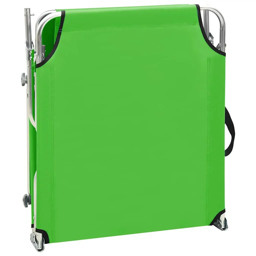 Green Sun Lounger with Canopy and Adjustable Backrest