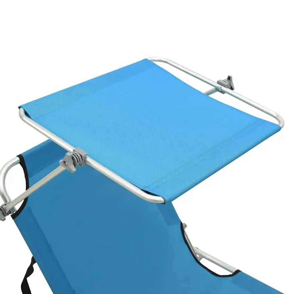 Folding Sun Lounger with Adjustable Canopy in Turquoise