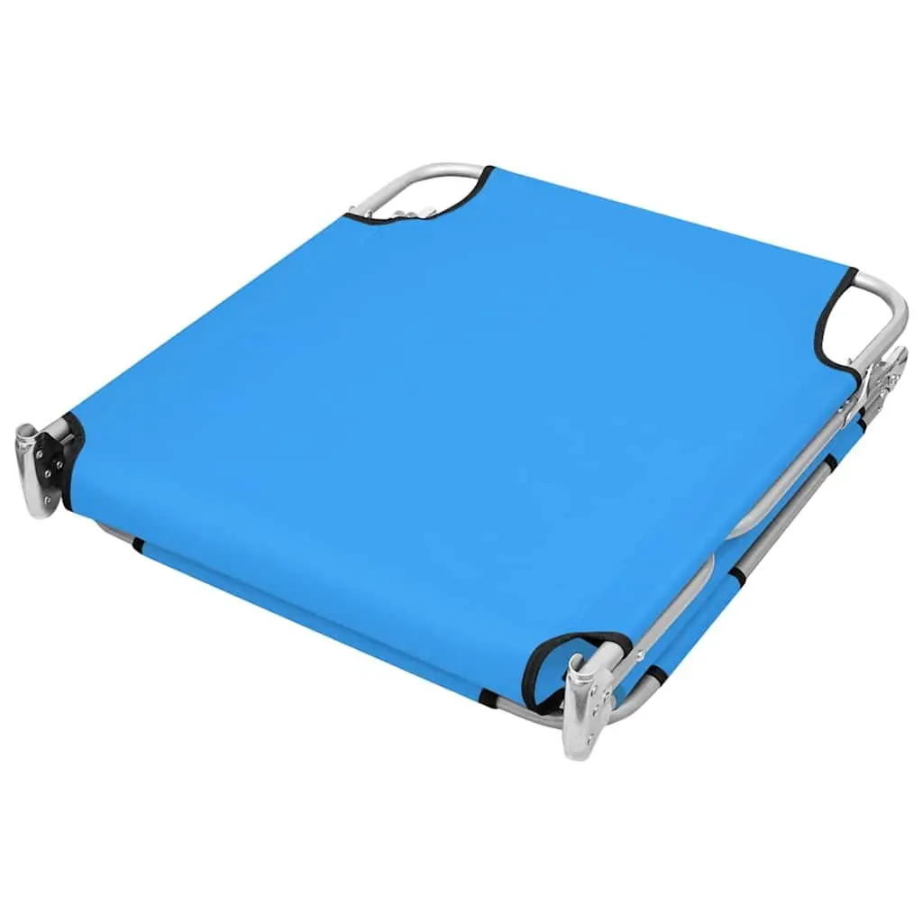 Sun Lounger Steel Blue Adjustable Backrest Head Cushion Folding Garden Beach Chair