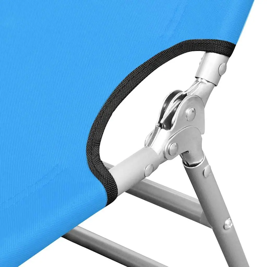 Sun Lounger Steel Blue Adjustable Backrest Head Cushion Folding Garden Beach Chair